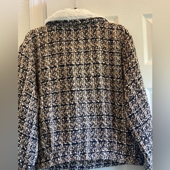 NWT 🖤🌟SWEET RAIN CONTEMPORARY BLACK/WHITE TWEED BOMBER JACKET -SIZE XL - Picture 7 of 11